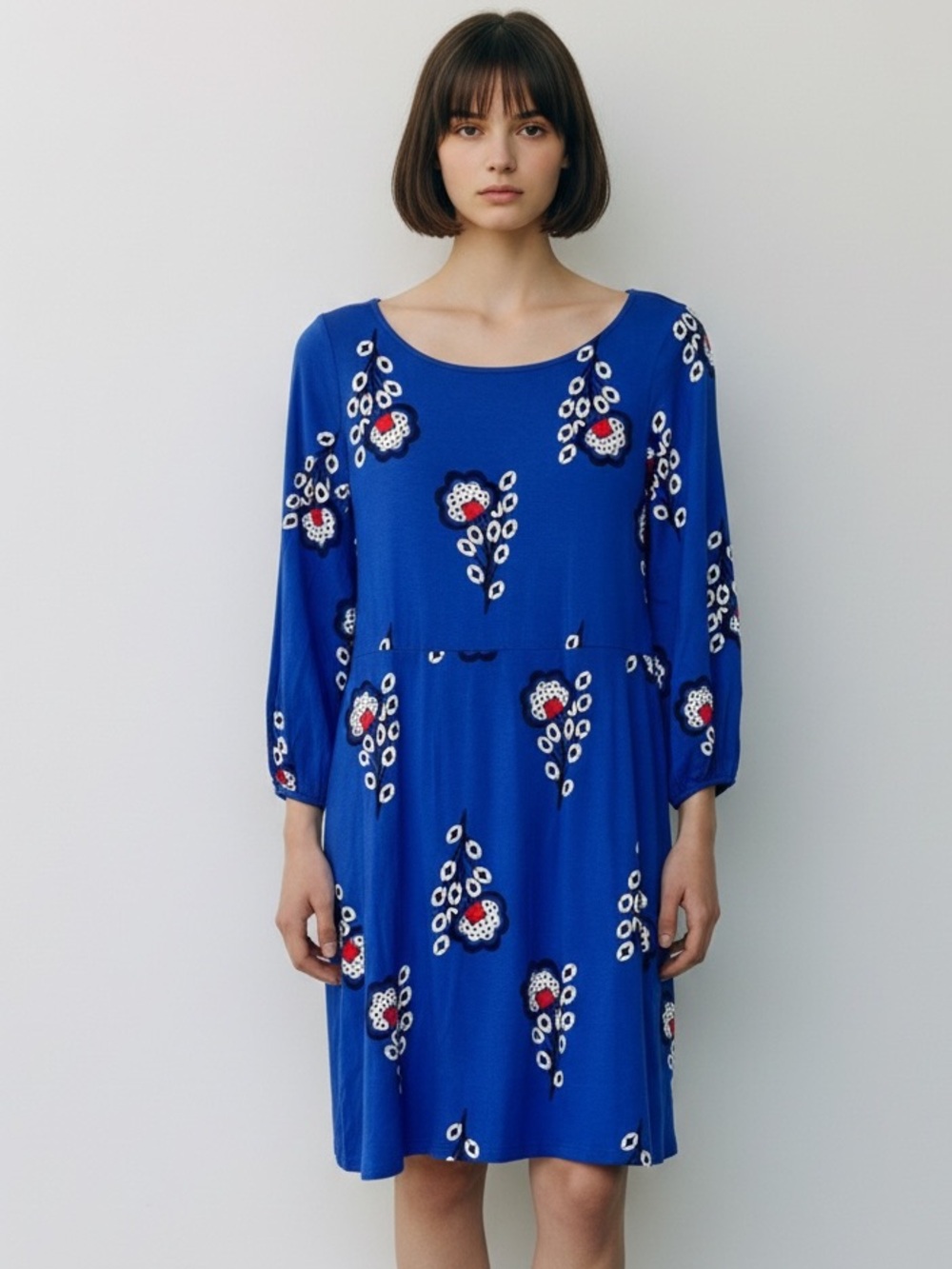 Boden Lucie Blue Floral Jersey Mini Tunic Dress Size 6 NWT Stretch⁠ Cottagecore